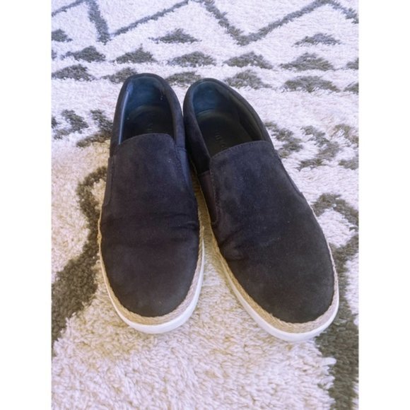 VINCE Navy Suede Slip On Jute Sneaker Shoes Blue - Picture 3 of 8